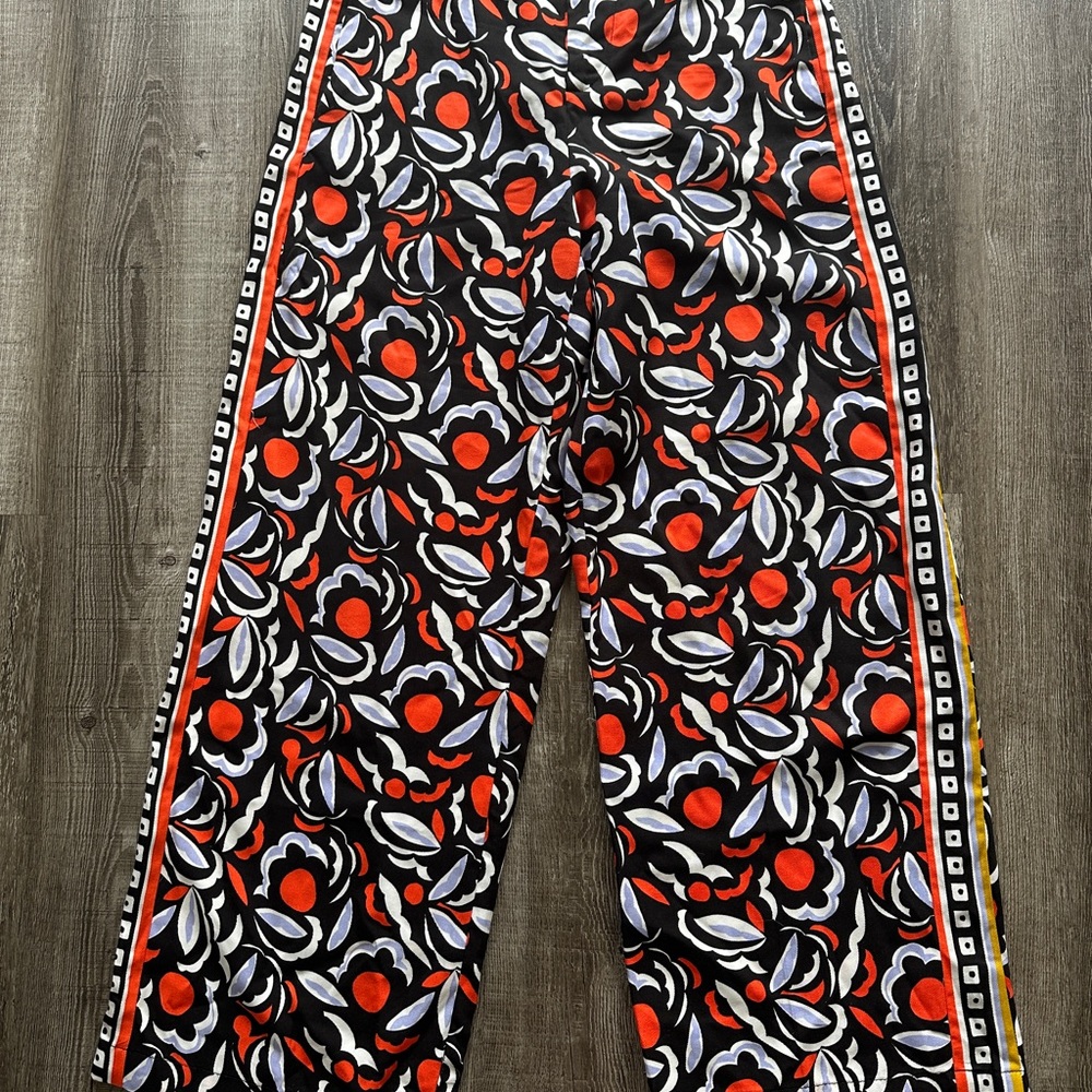 Anthropologie Pants Womens 6 Wide Leg Floral Trousers High Rise Retro Mod